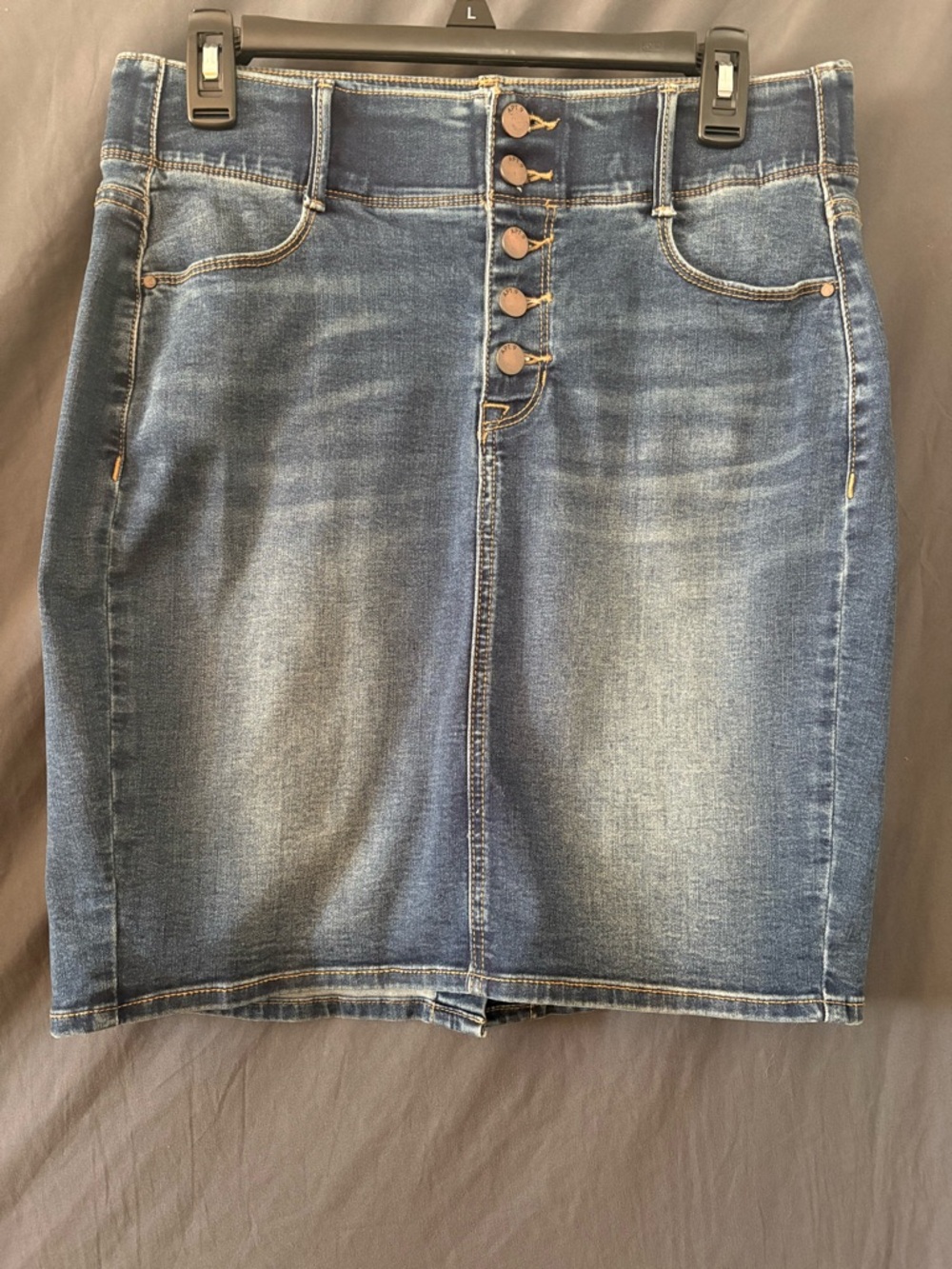Apt. 9 Blue Denim Pencil Skirt with Button Front